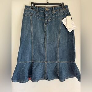 Motto Denim Flared Skirt